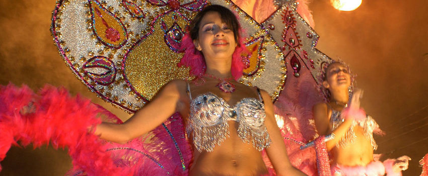 Girl in a parade in Madeira Carnival